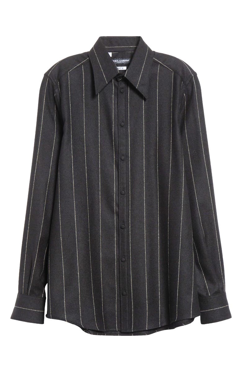 Dolce&Gabbana Gold Fit Pinstripe Flannel Shirt, Main, color, Rigato