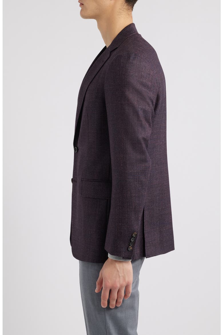 Kai Trim Fit Slub Wool & Silk Blend Herringbone Sport Coat, Alternate, color, PURPLE