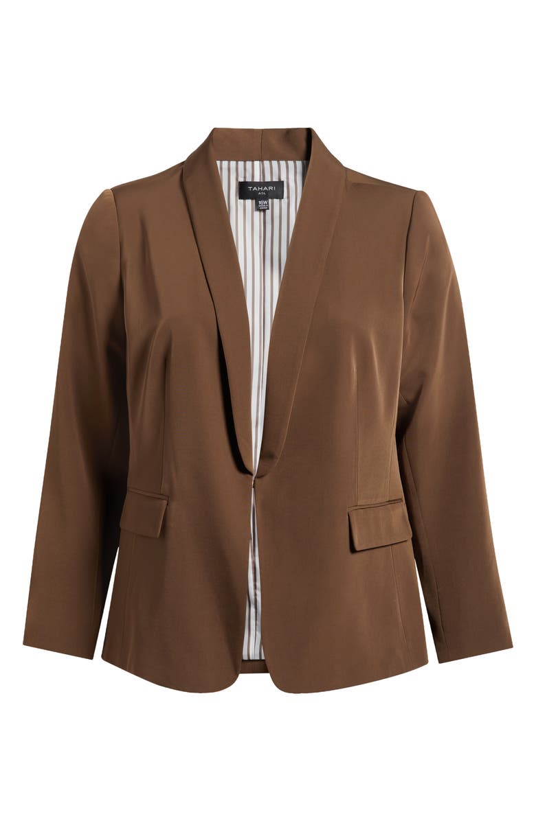 Tahari ASL Brushed Woven One-Button Blazer, Alternate, color, Putty