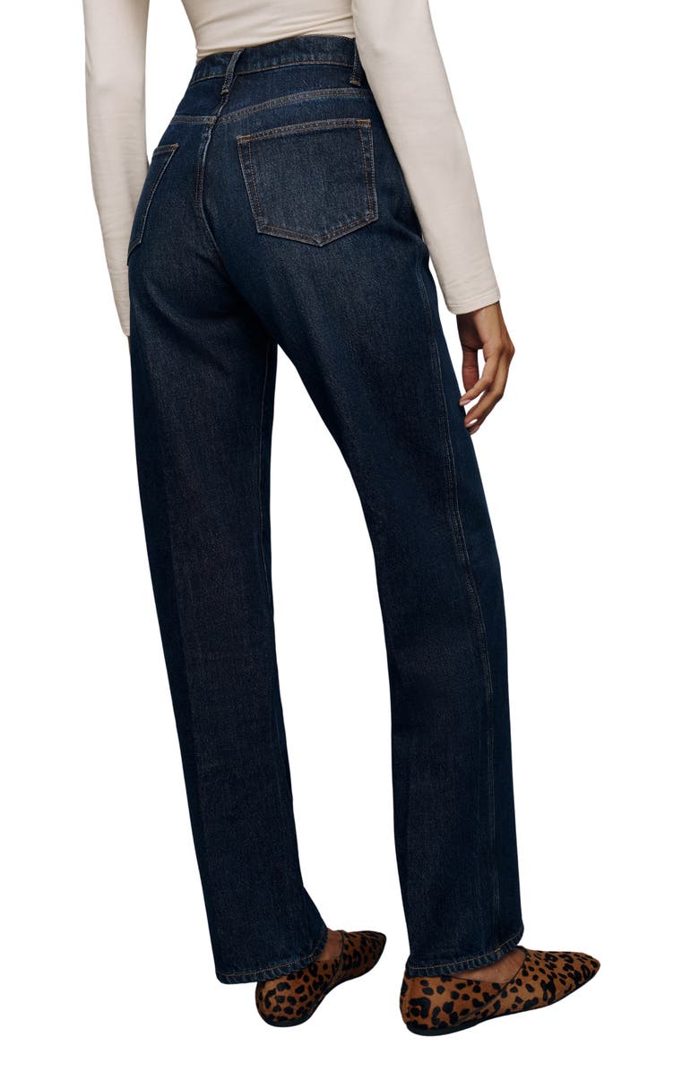 Reformation Val Baggy Distressed Straight Leg Jeans, Alternate, color, Ahurani