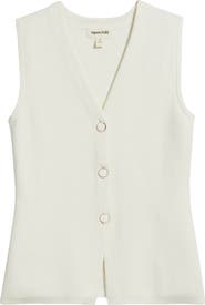 Open Edit Cutaway Button-Up Sweater Vest
