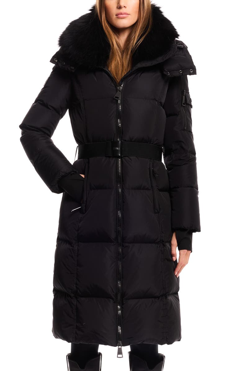 SAM. Luxe Long Noho Water Resistant Down Puffer Coat, Alternate, color, Matte Black