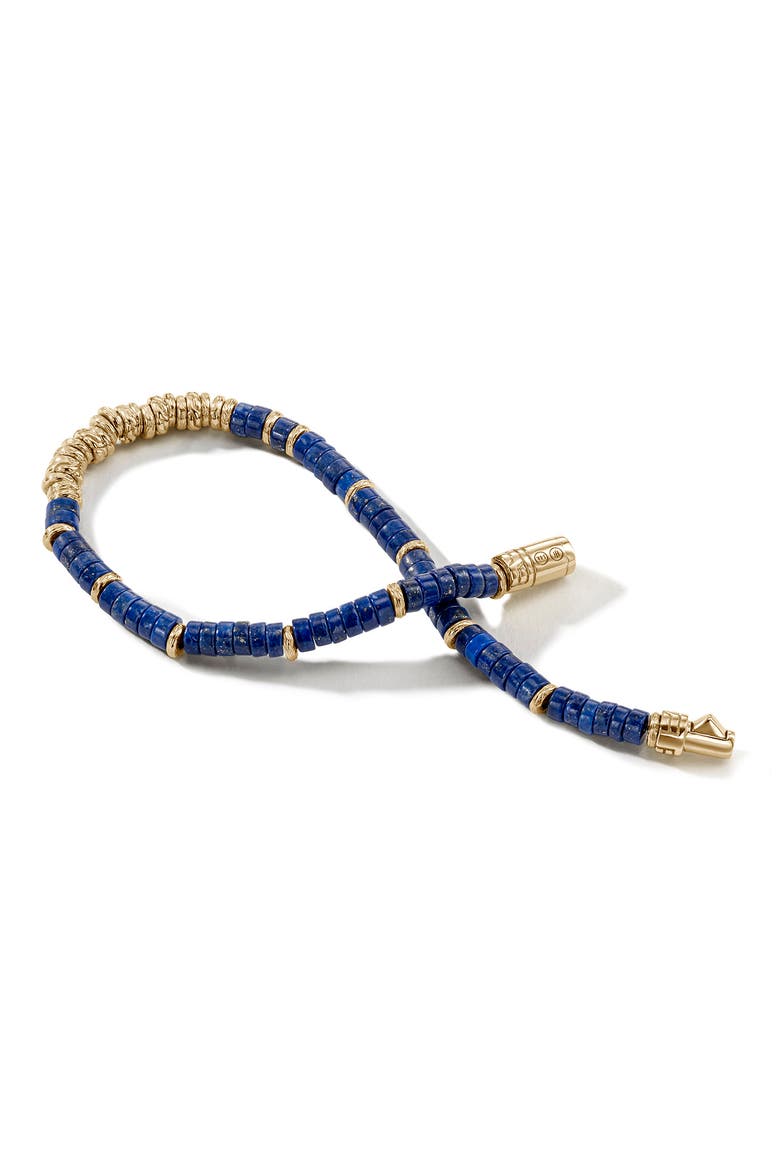 Heishi Bracelet, Gemstones, Gold, Alternate, color, GOLD/BLUE