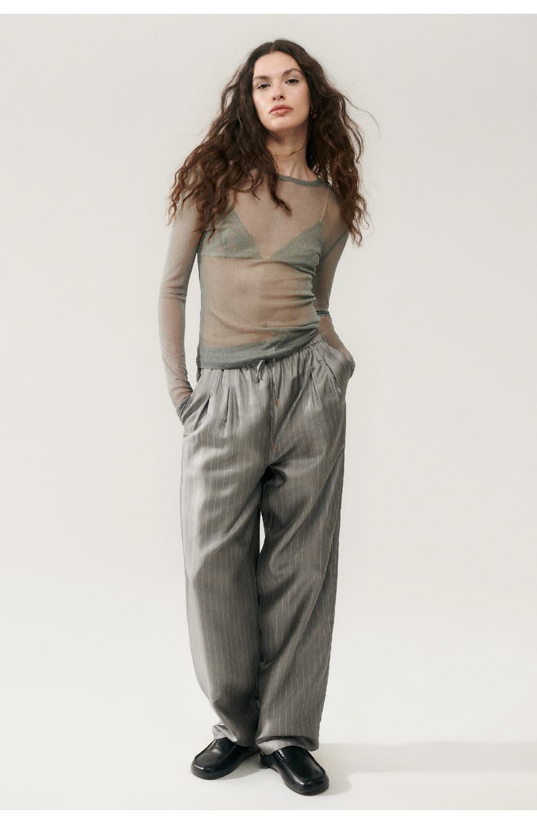 SILK LAUNDRY TWILL SLOUCH PANTS MOON PINSTRIPE, Main, color, Moon Pinstripe