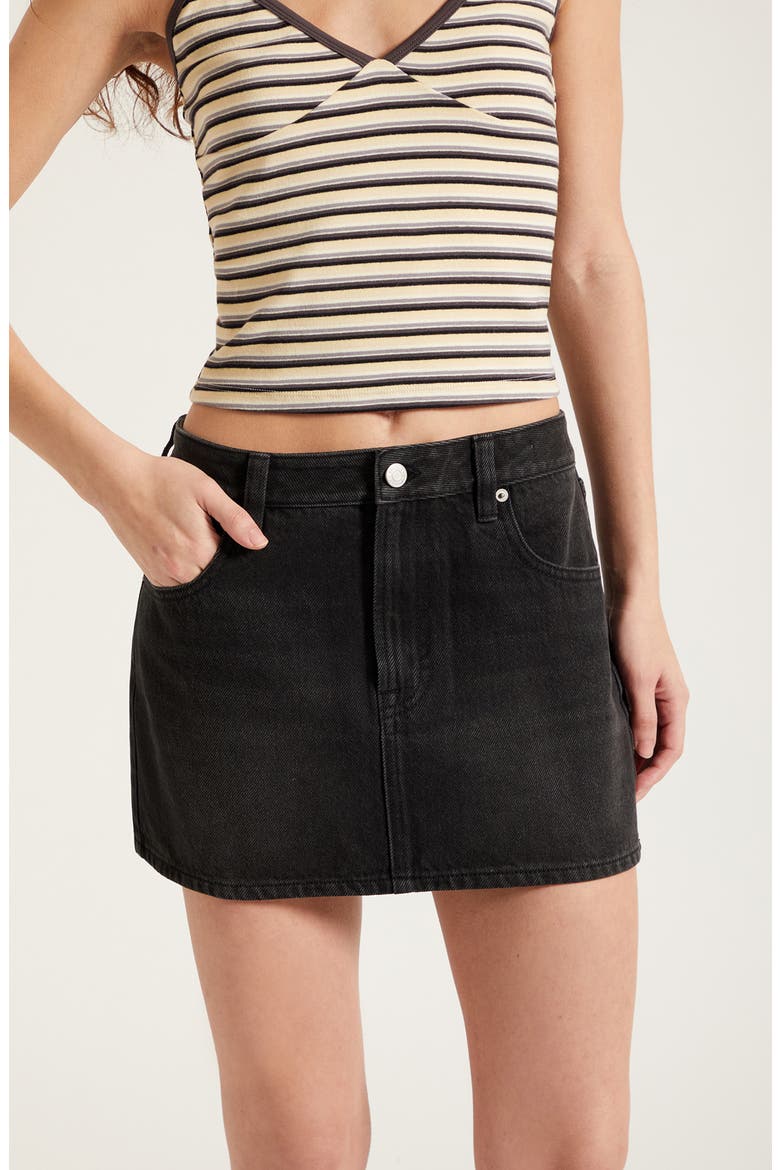 Bella Denim Miniskirt, Alternate, color, BLACK