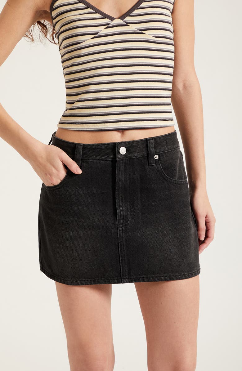 PacSun Bella Denim Miniskirt, Alternate, color, Black