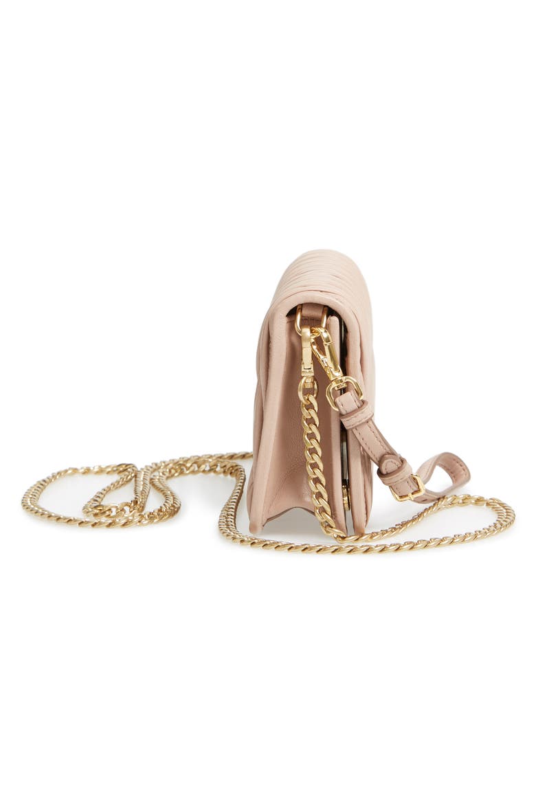Matelassé Leather Wallet on a Chain, Alternate, color, CAMMEO