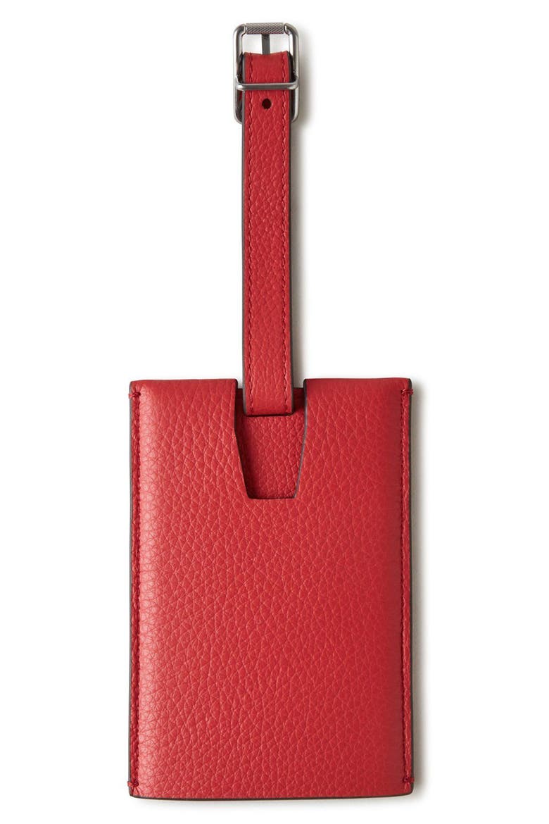 Leather Luggage Tag, Alternate, color, HIBISCUS RED