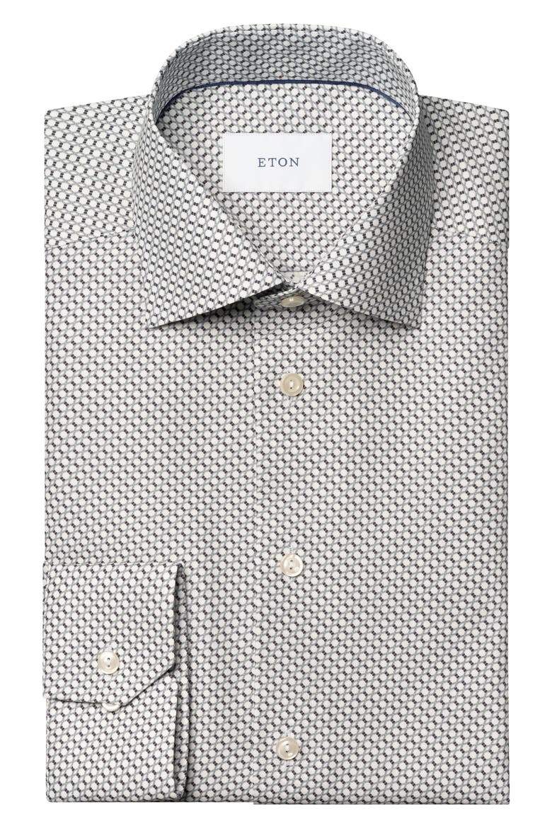 Slim Fit Geometric Twill Button-Up Shirt, Alternate, color, GREY
