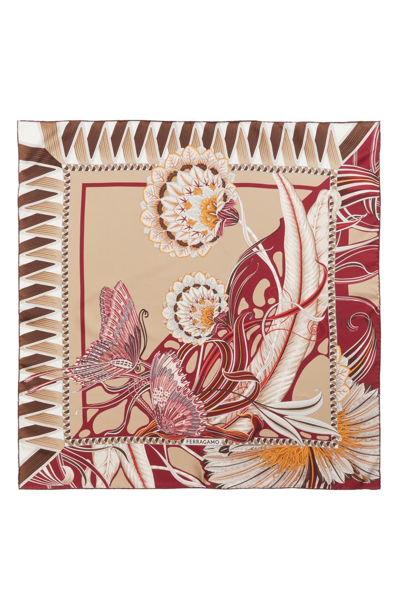 FERRAGAMO Giada Reversible Silk Scarf, Main, color, Nude/ Cherry