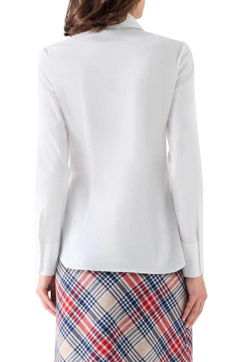 Stretch Cotton Blend Button-Up Shirt, Alternate, color, CREAM