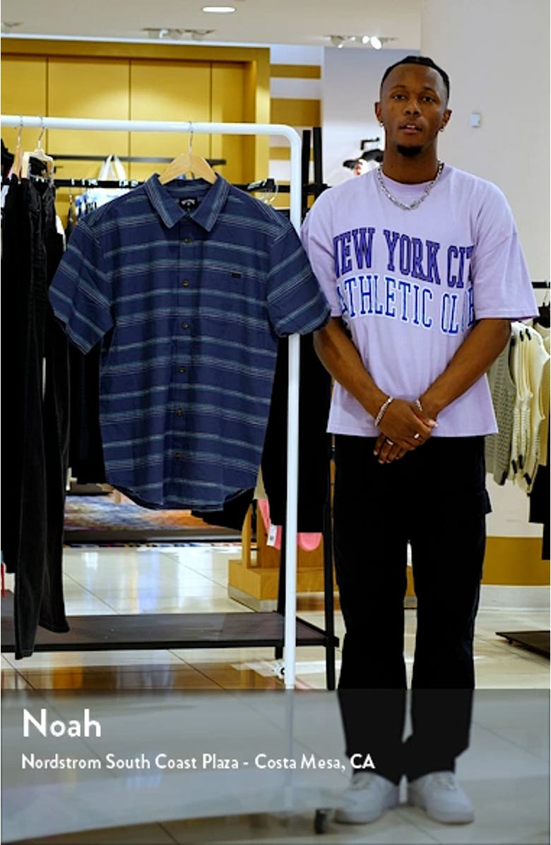 All Day Stripe Short Sleeve Cotton Button-Up Shirt, sales video thumbnail