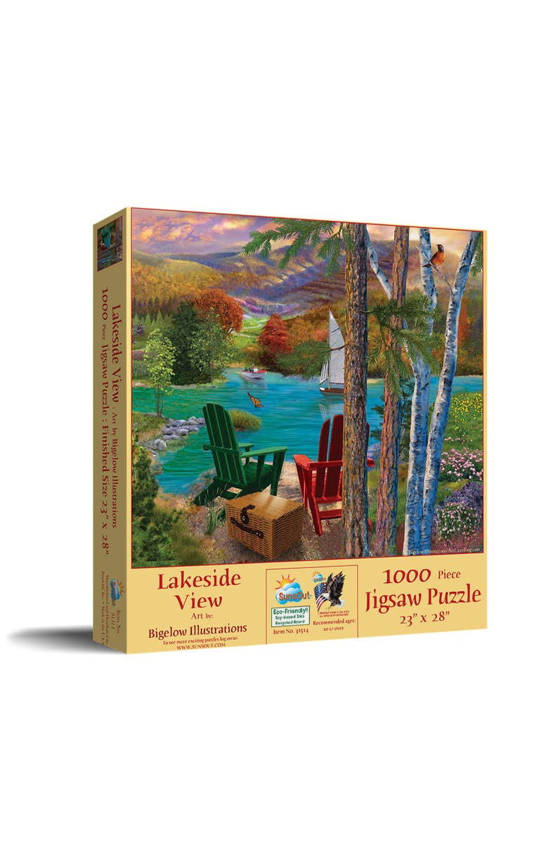 Sunsout Lakeside View 1000 piece Jigsaw Puzzle for Adults, Main, color, Multicolor