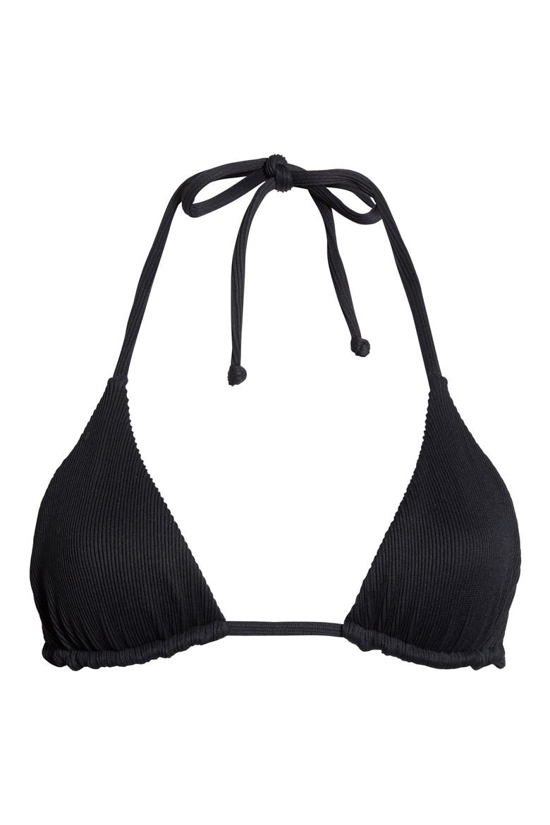 Slider Triangle Bikini Top, Alternate, color, PITCH BLACK