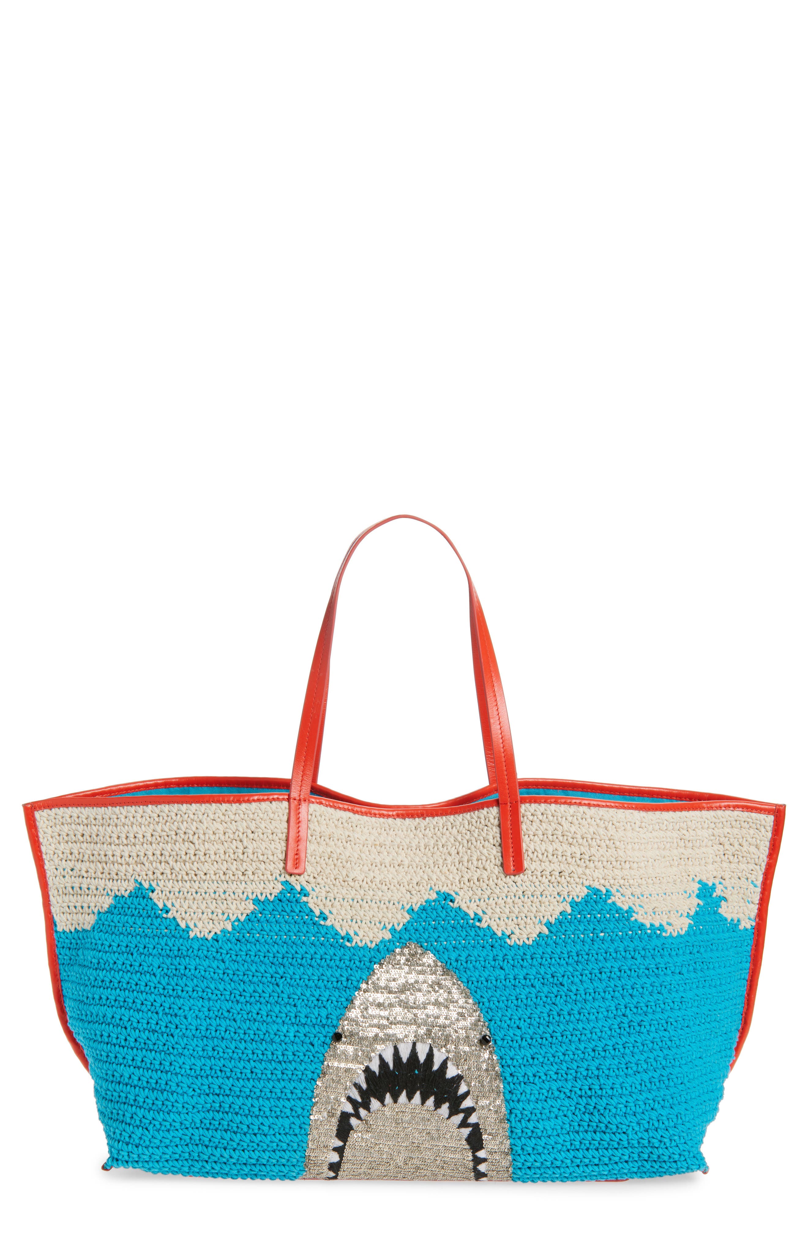 STAUD Large Christos Crochet Tote, Main, color, Great White