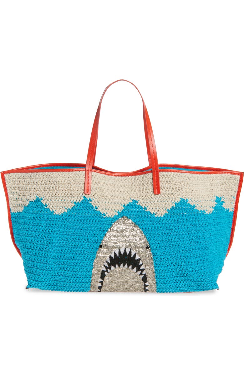 STAUD Large Christos Crochet Tote, Main, color, Great White
