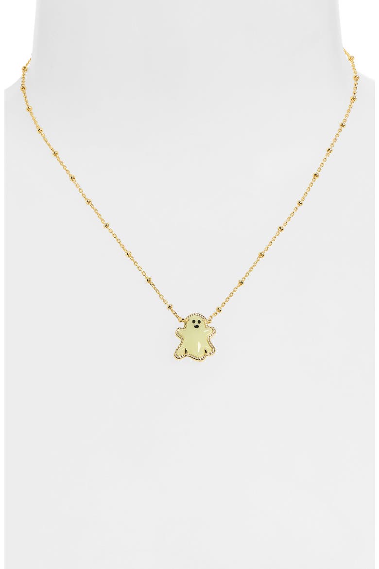 Reversible Ghost Pendant Necklace, Alternate, color, GLD WHT GLOW IN DARK