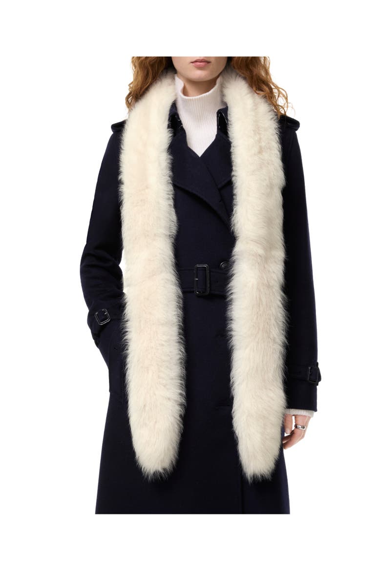 Skinny Shearling Scarf, Alternate, color, Ivory white