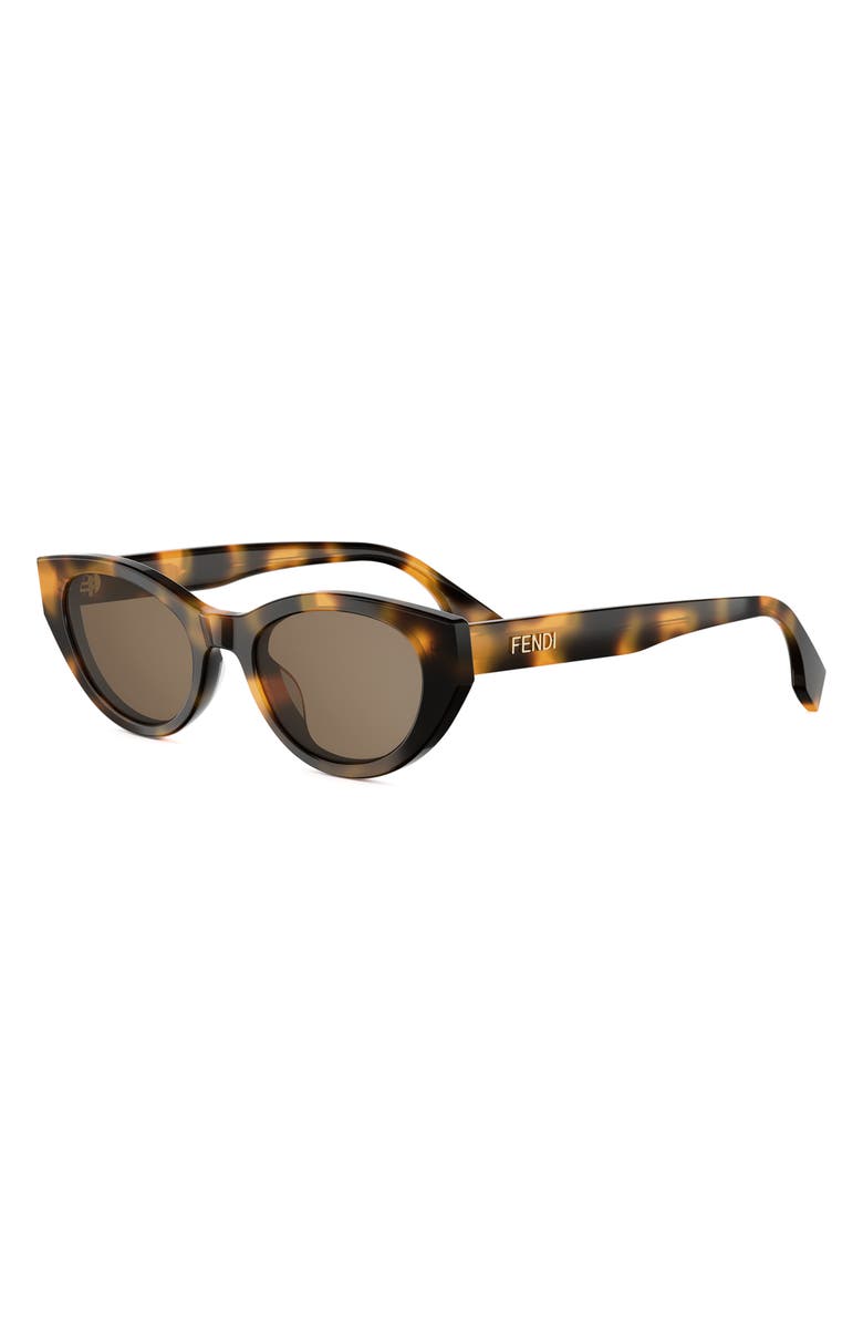 Fendi Lettering 51mm Oval Sunglasses, Alternate, color, Dark Havana / Brown