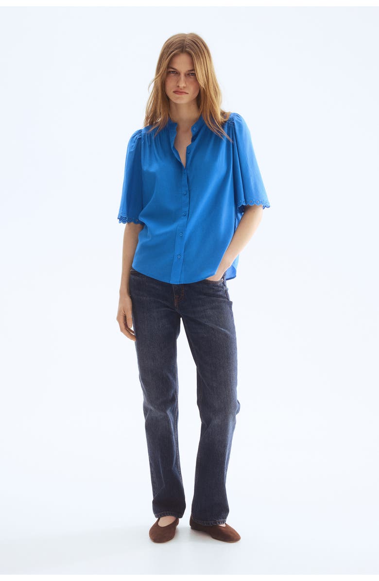 H&M Cotton-blend blouse, Alternate, color, Blue