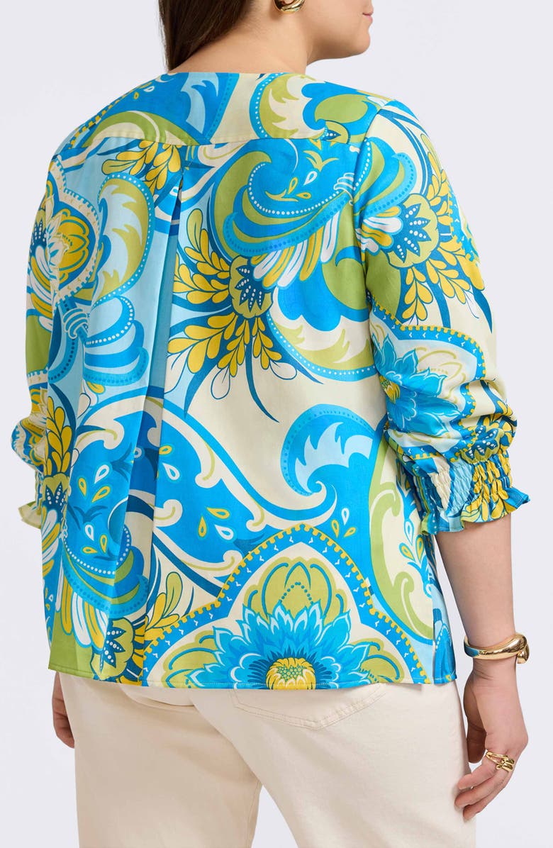 Foxcroft Alicia Floral Cotton Popover Top, Alternate, color, 