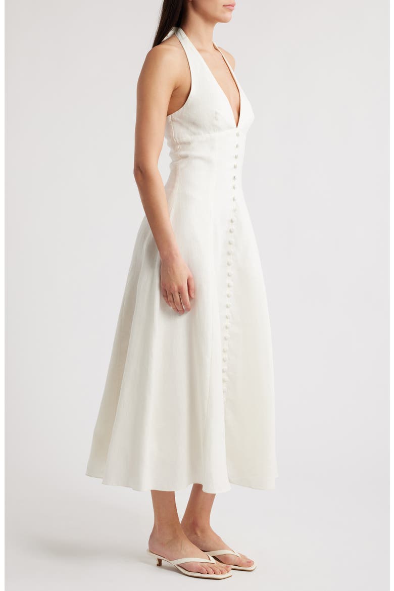 Marie Linen Halter Dress, Alternate, color, WHITE