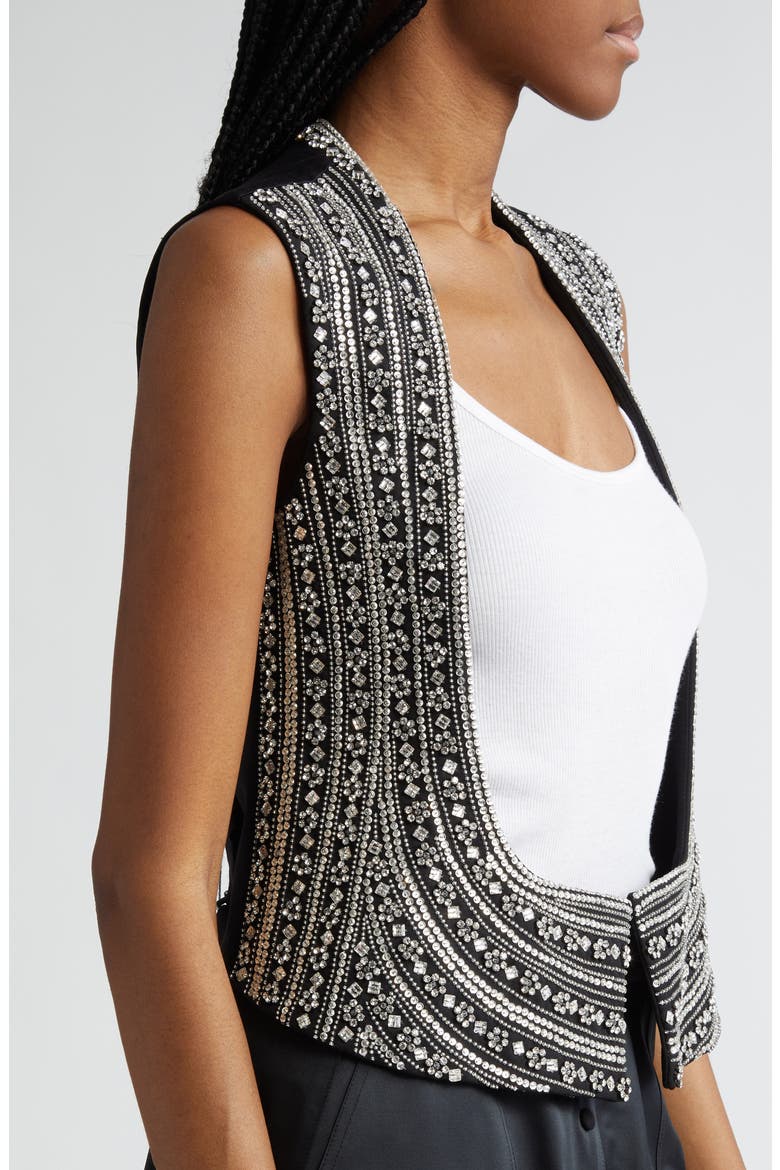 Crystal Embellished Vest, Alternate, color, BLACK