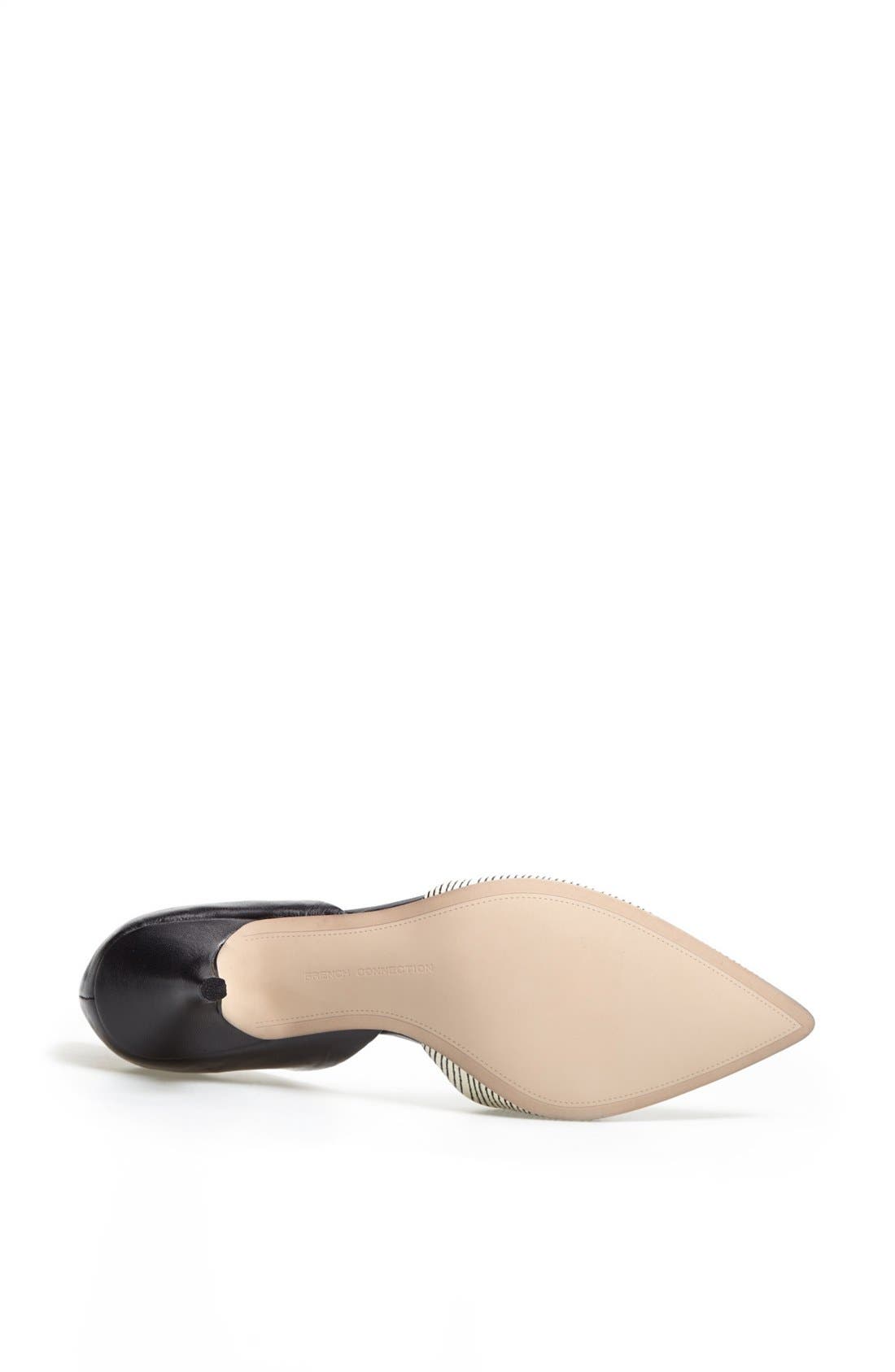'Effie' Pointy Toe d'Orsay Pump, Alternate, color, BLACK/ WHITE