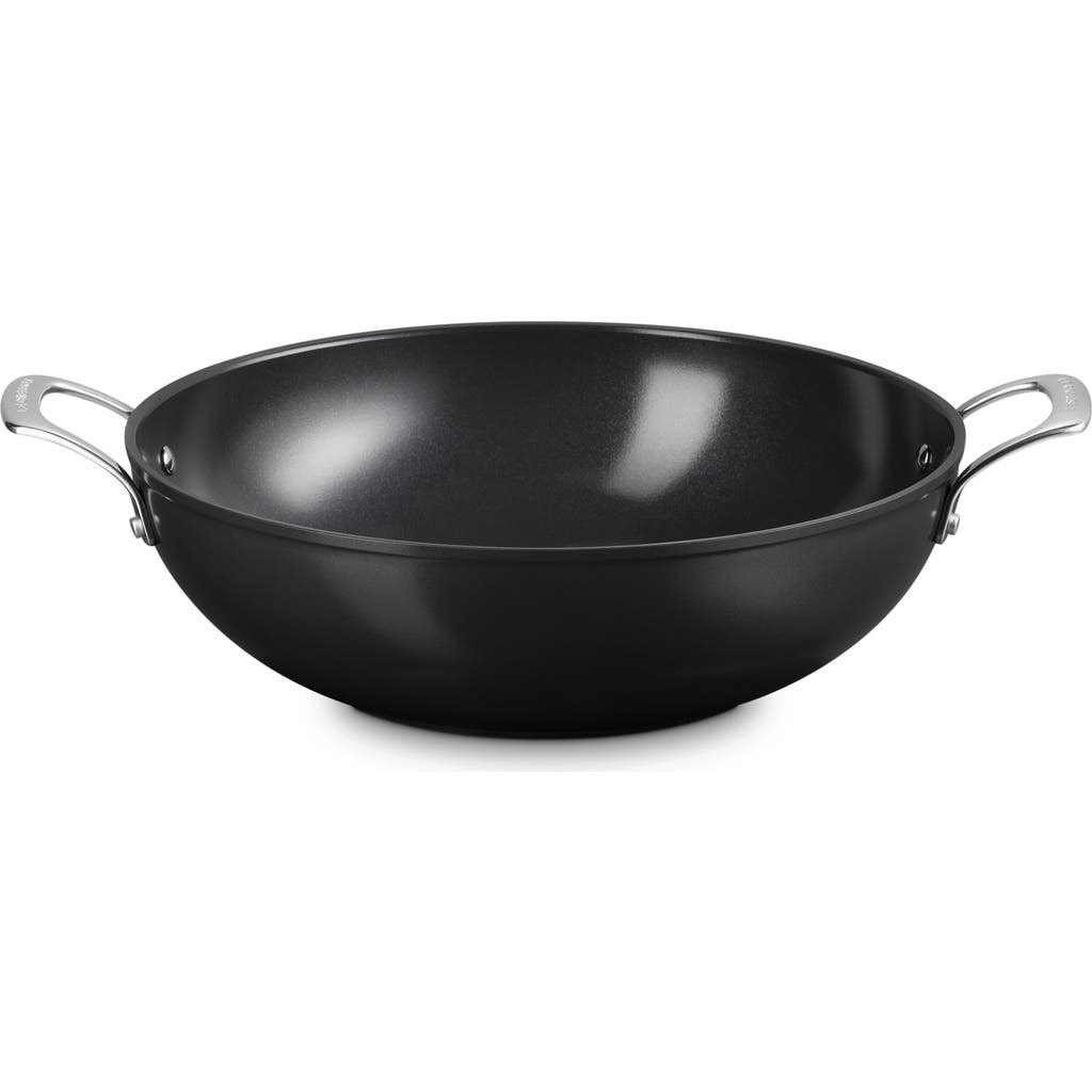 Le Creuset Essential Non-stick Ceramic Wok, 6.3-quarts In Black Silver