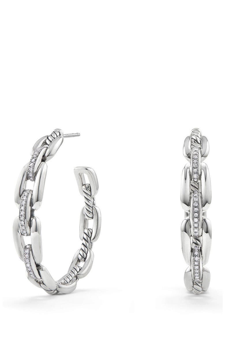 Wellesley 23mm Hoop Earrings with Diamonds, Main, color, SILVER