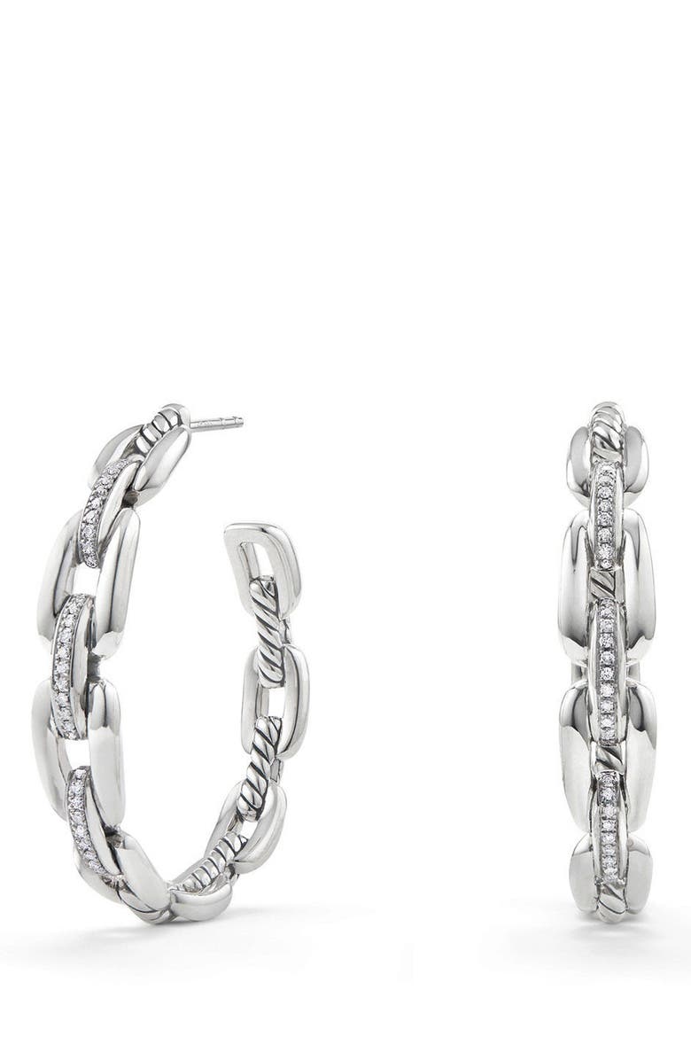 David Yurman Wellesley 23mm Hoop Earrings with Diamonds, Main, color, 