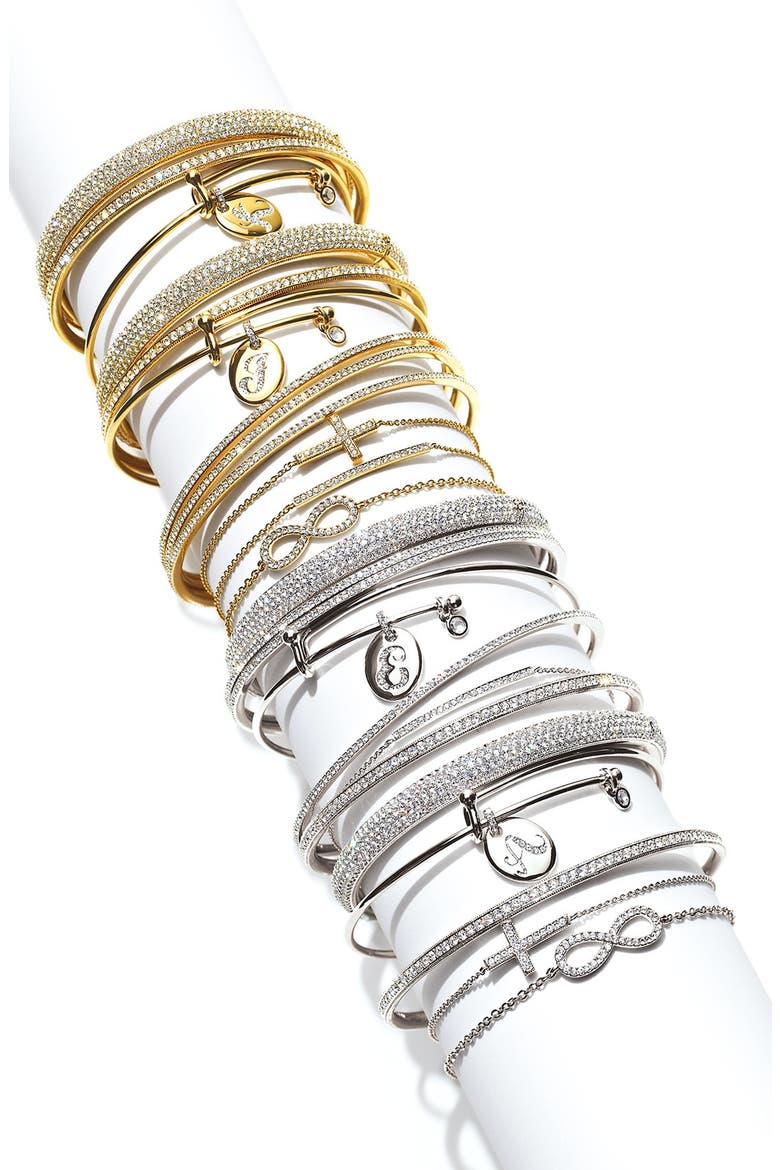 Thin Prong Set Crystal Bangle, Alternate, color, SILVER/ CLEAR