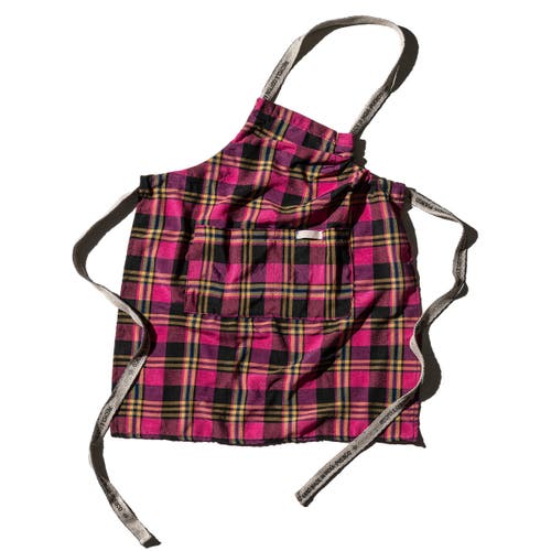 Puebco Recycle Cotton Check Apron In Pink