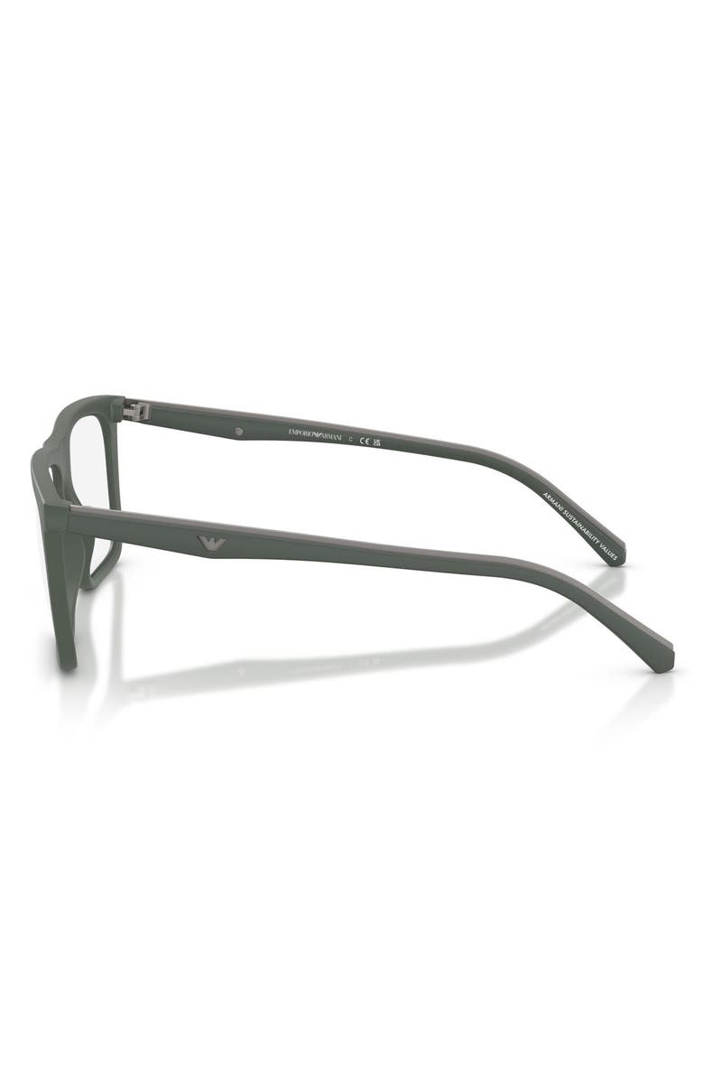 Emporio Armani 56mm Clip-On Style Square Sunglasses, Alternate, color, Matte Green / Clear
