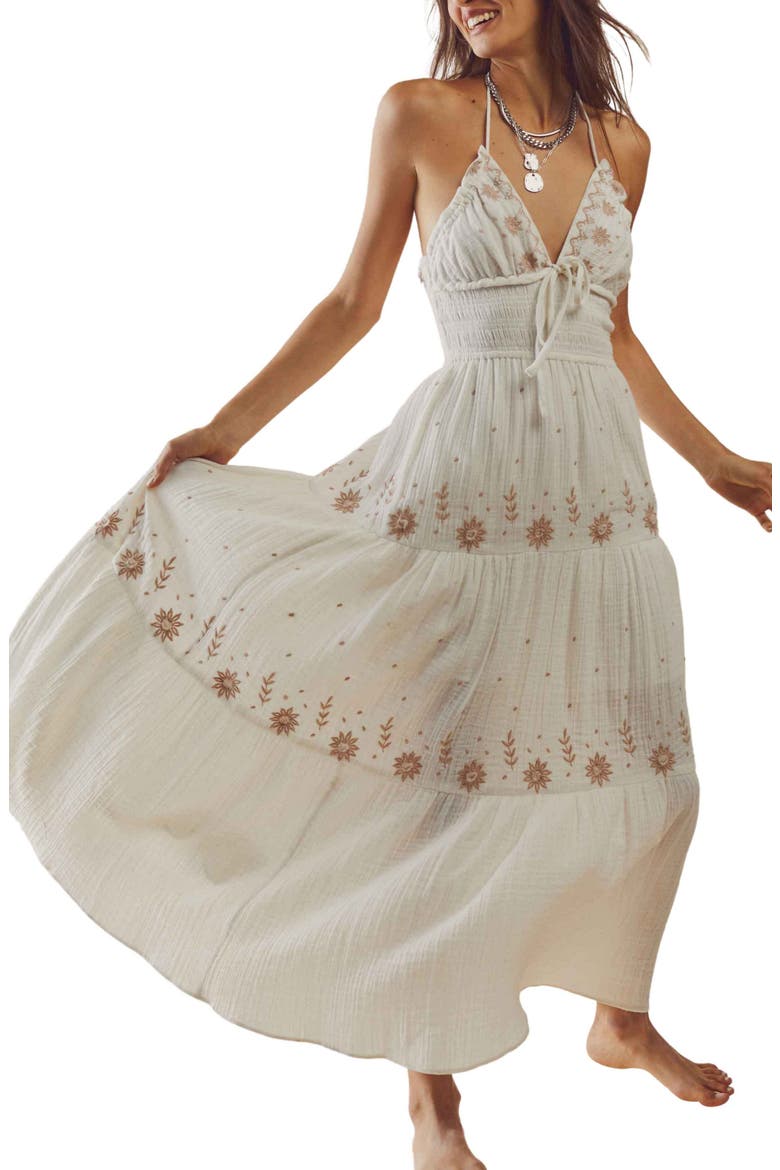 Real Love Embroidered Tiered Maxi Sundress, Alternate, color, IVORY COMBO