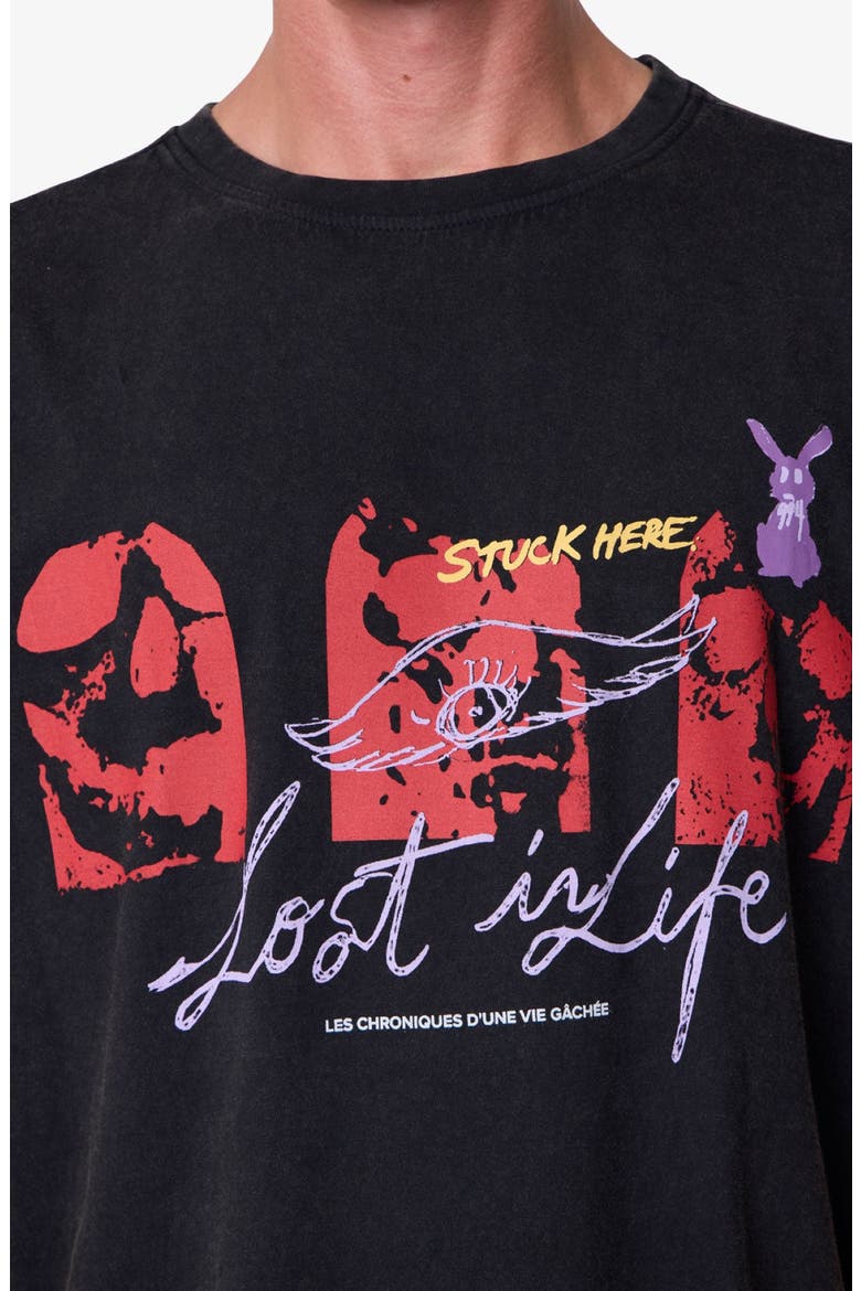 Lost in Life Cotton Graphic T-Shirt, Alternate, color, WASHED BLACK