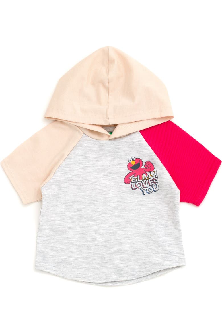 2-Piece Hooded Tee and Shorts Set, Alternate, color, Oatmeal Red Elmo