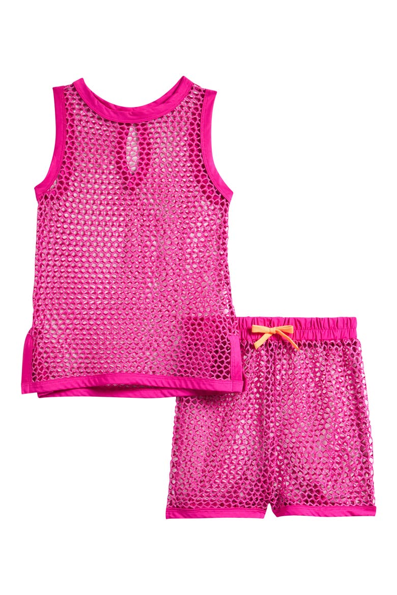 Kids' Mesh Tank & Shorts Cover-Up Set, Main, color, FUCSHIA
