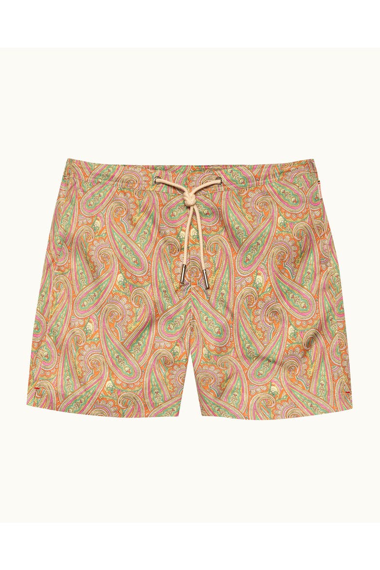 Bulldog Drawcord Carnival Mid Length Tailored Swim Shorts, Main, color, MULTI/PINK