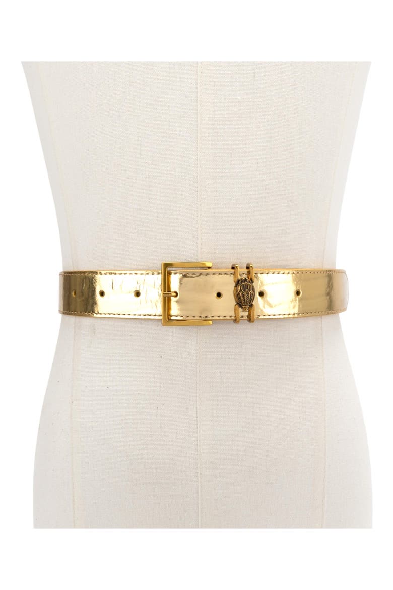Shoreditch Metallic Leather Belt, Alternate, color, GOLD