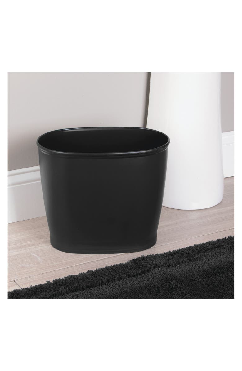 iDesign Oval 2.1 Gallon / 8 Liter Plastic Trash Can, 2-Pack, Black, Made in USA, Alternate, color, Matte Black