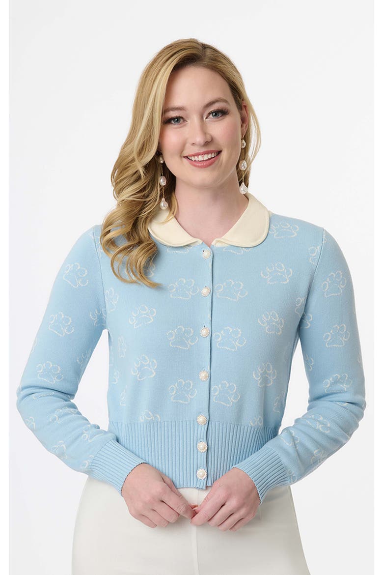 Collared Knit Cardigan, Main, color, Light Blue