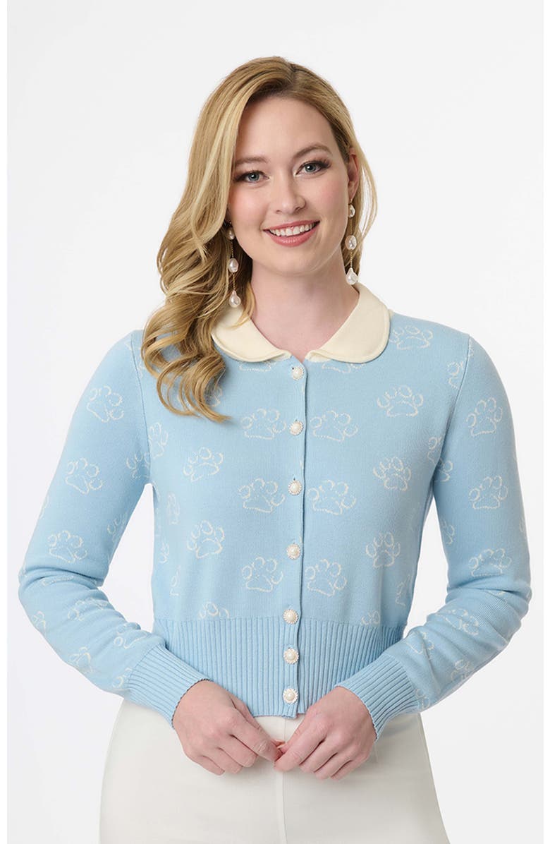 Unique Vintage Collared Knit Cardigan, Main, color, Light Blue
