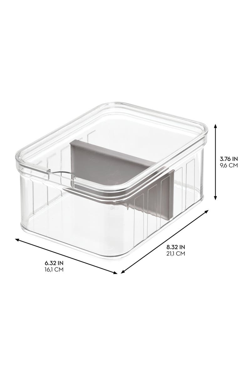 iDesign Small Fridge Bin with Removable Divider - Set of 6 - Clear/Gray, Alternate, color, Clear