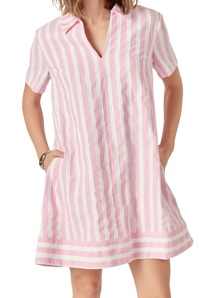 Stripe Jacquard Mini Shirtdress, Alternate, color, PINK/WHITE