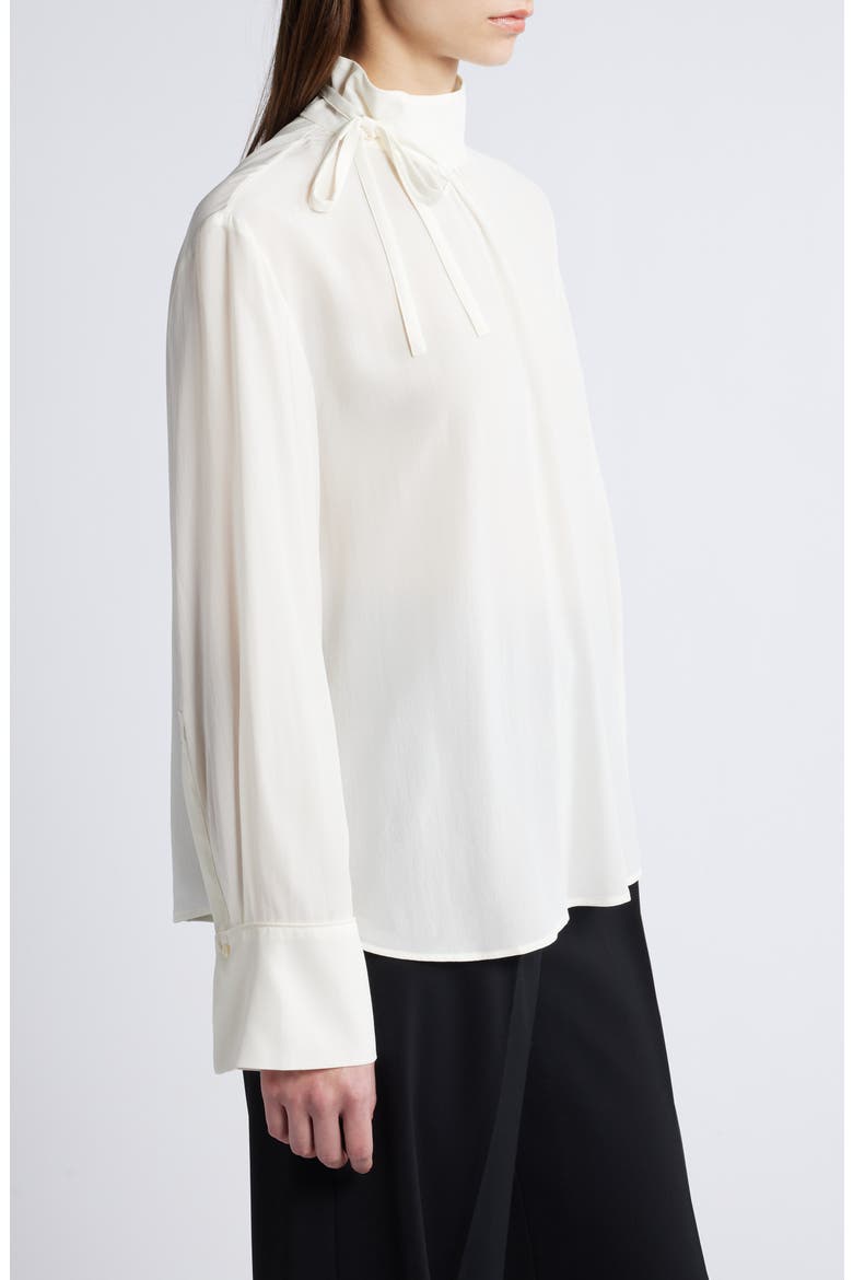 High Collar Silk Chiffon Shirt, Alternate, color, WHITE DUSTY LIGHT