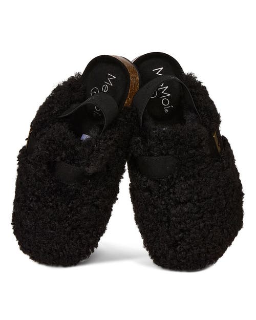 Memoi Little Kids Teddy Faux-ankle Strap Slipper In Black