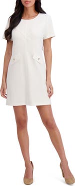 London Times Seamed Short Sleeve Shift Dress