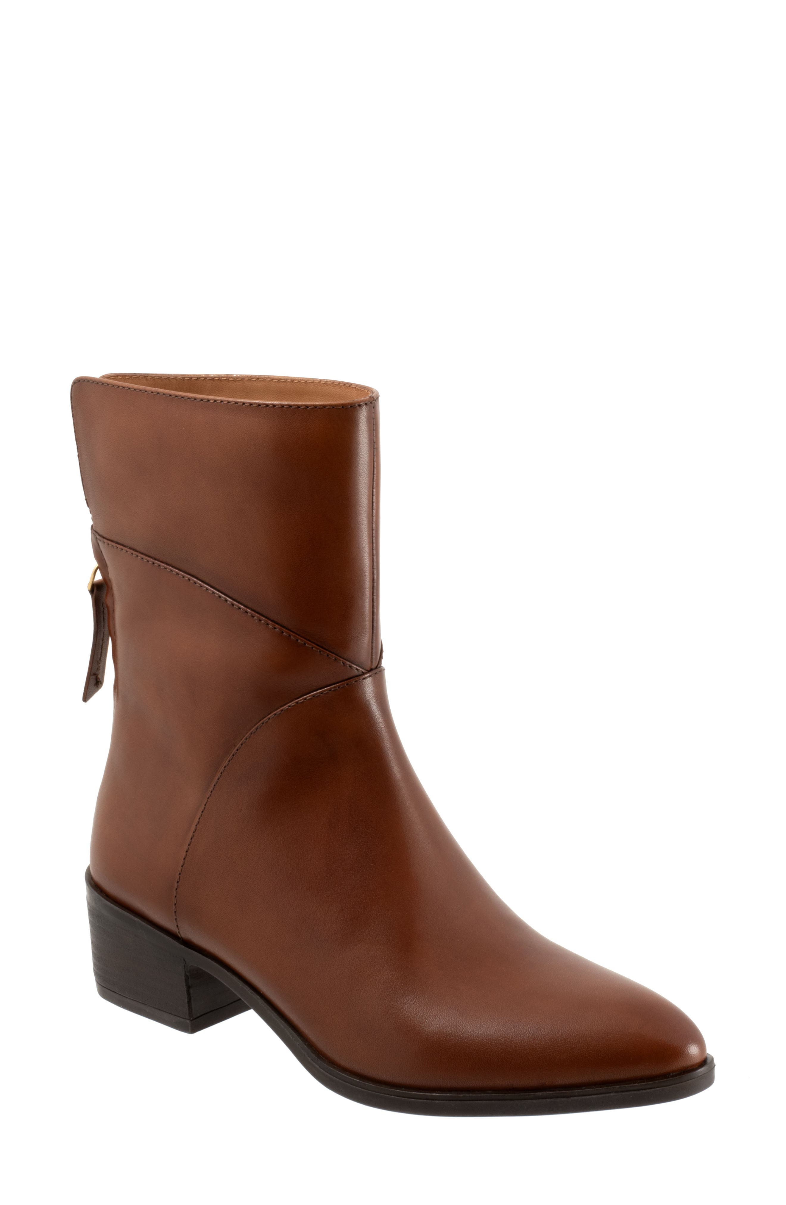 SoftWalk<sup>®</sup> Lawton Block Heel Bootie, Main, color, Cognac
