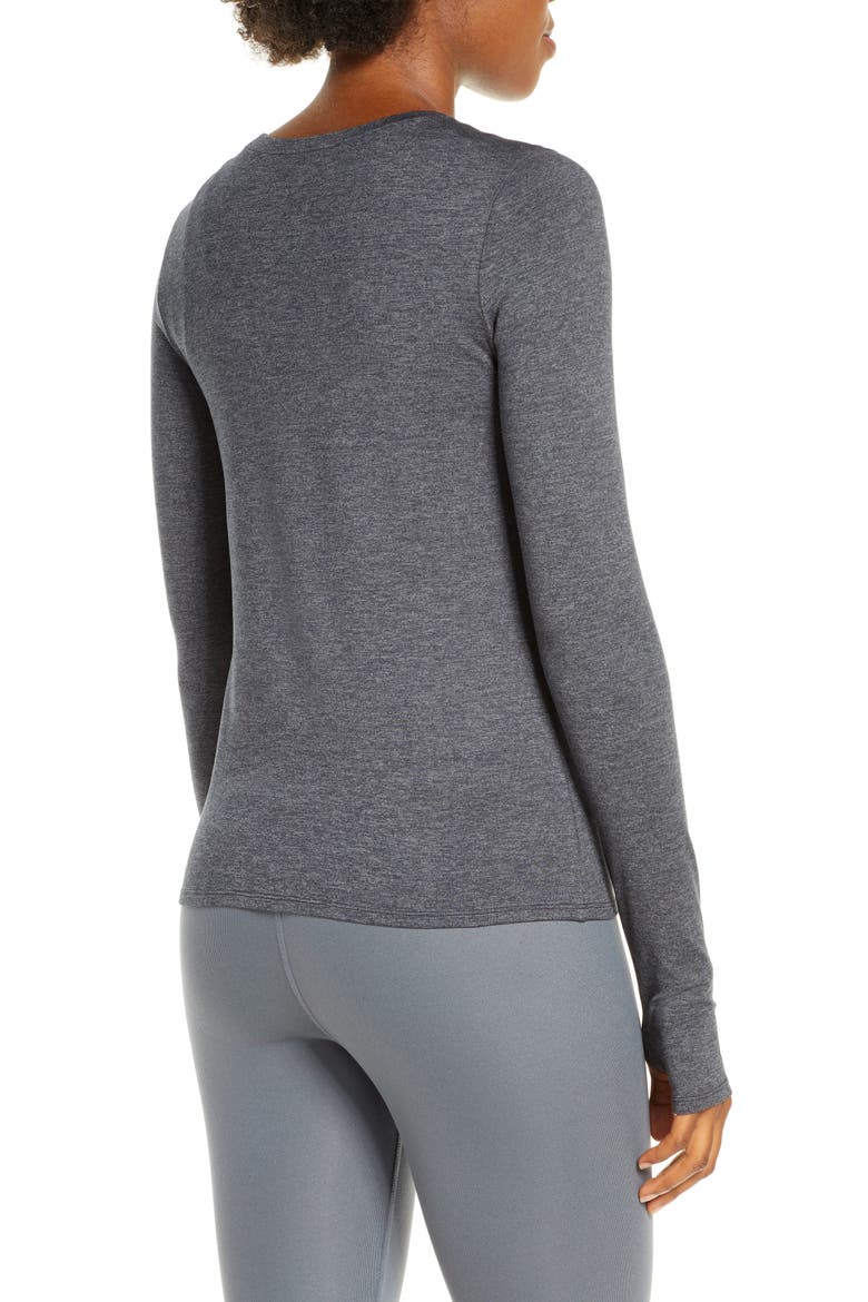 Finesse Long Sleeve Top, Alternate, color, DARK HEATHER GREY